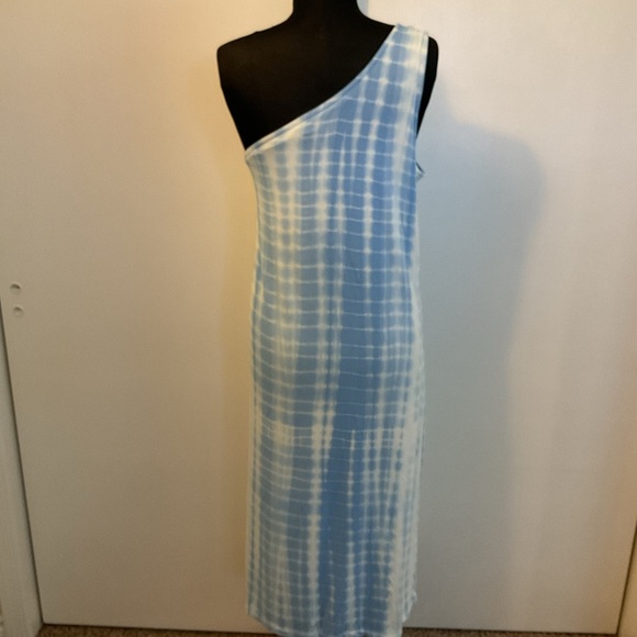 ❤️🔥 NWT Time & Tru Blue/White Tie Dye Print One Shoulder Midi Dress Size XXL/20 - Picture 11 of 11